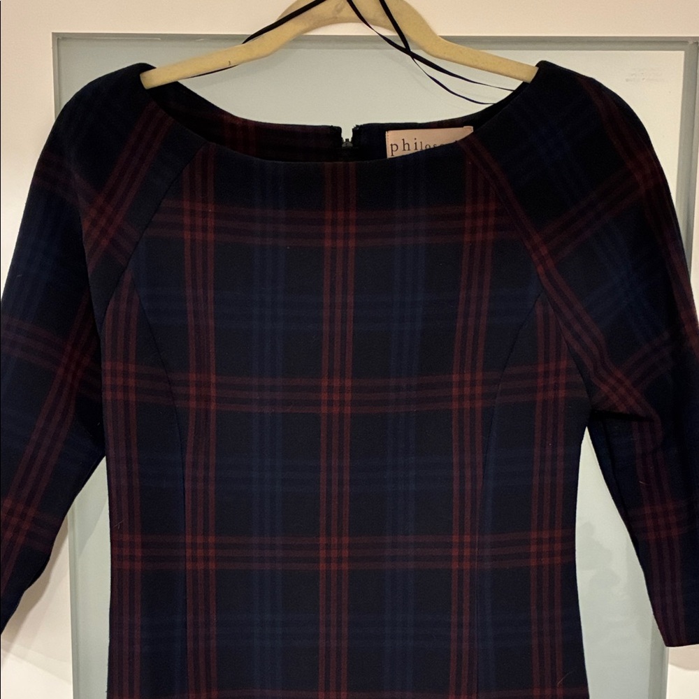 Philosophy Dark Plaid Long Sleeve Dress